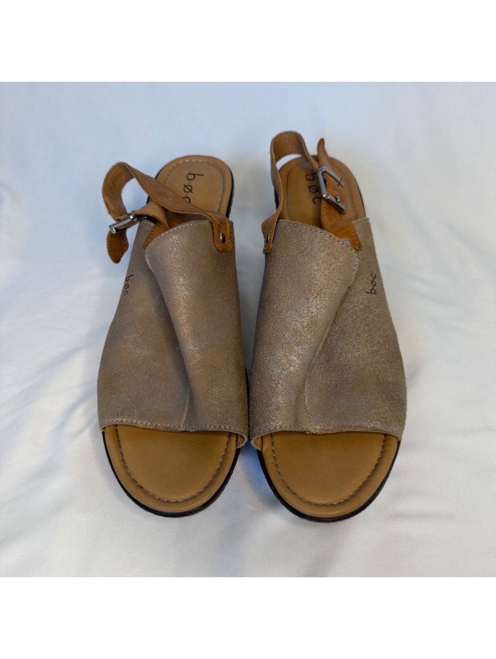 b.ø.c. Women's Leather Upper Wedge Sandals Size 11M